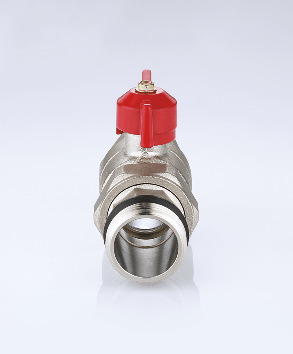 Kugelhahn für Verteiler mit rotem Griff