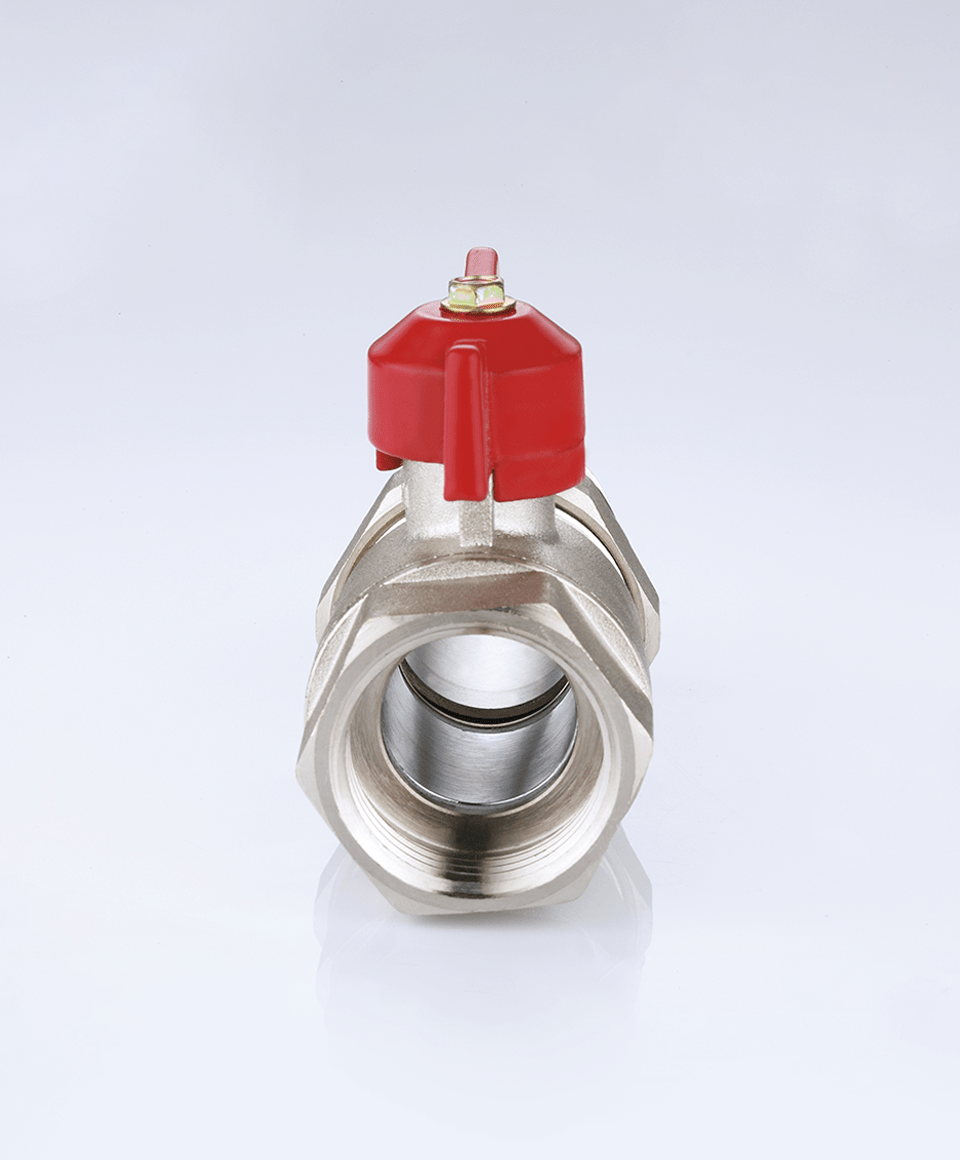 Kugelhahn für Verteiler mit rotem Griff
