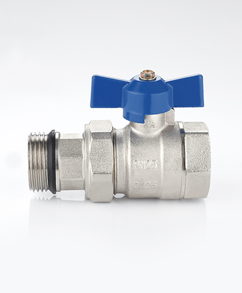 Ball valve for manifolds with blue handle