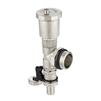 End unit with drain valve and automatic air vent valve