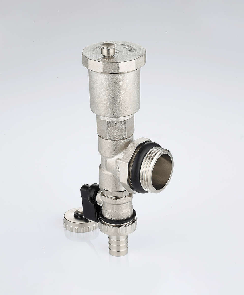 End unit with drain valve and automatic air vent valve