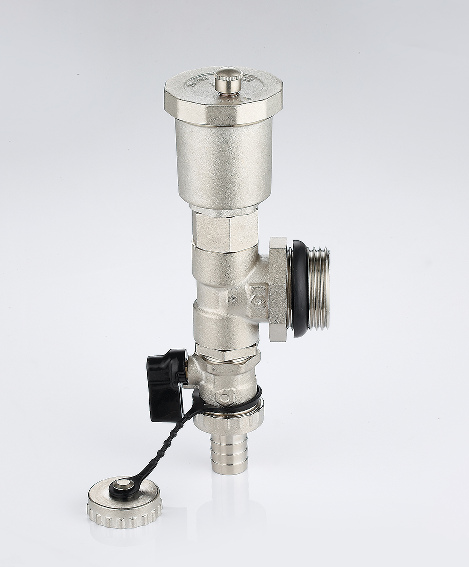 End unit with drain valve and automatic air vent valve