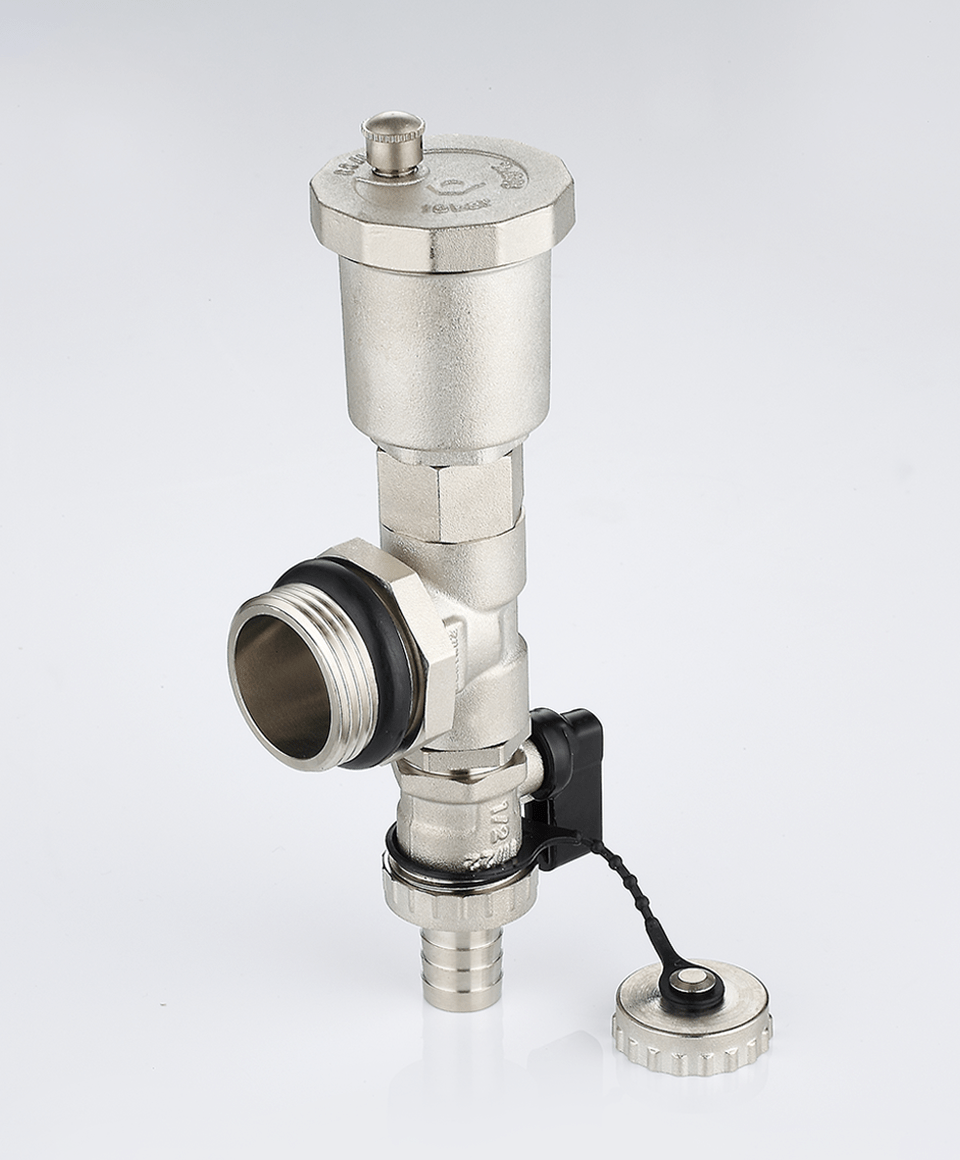 End unit with drain valve and automatic air vent valve