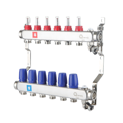 Manifold with flowmeters, air vent and drain valve