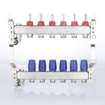 Manifold with flowmeters, air vent and drain valve