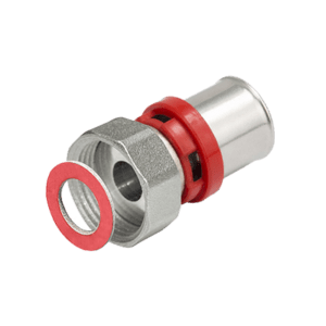 Straight press fitting with loose nut (flat connection)