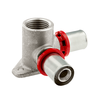Double wallplate elbow press fitting